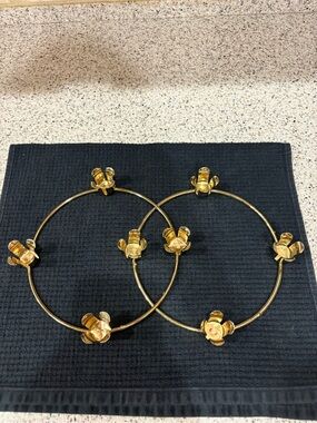 Brass Finish Candle Holder Ring Set of 2